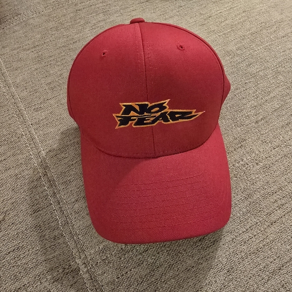 No Fear Other - Vintage Y2k No Fear FLEXFIT Red, Orange, Black, Embroidered Baseball Cap Hat O/S